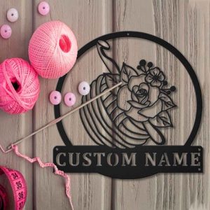 Personalized Crochet Sign Crochet Decor Knitting Custom Metal Sign Crochet Lover Sign 3