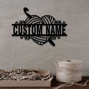 Personalized Crochet Sign Knitting Name Sign Yarn Hook Sign Quilting Craft Room Sign Crochet Lover Gifts 8