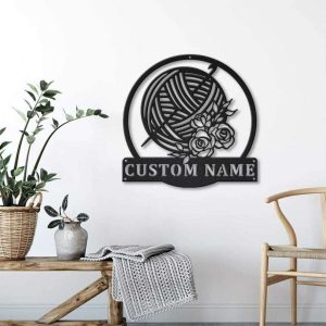 Personalized Crochet Sign Knitting Sign Crochet Hooks Custom Metal Sign Craft Room Decor 3