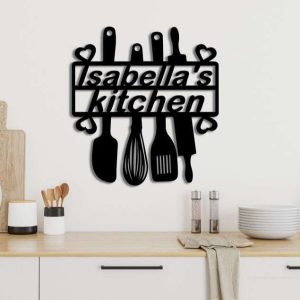 Personalized Cute Kitchen Sign Cooking with Love Custom Metal Sign 1