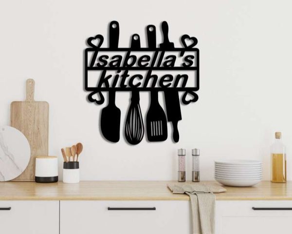 Personalized Cute Kitchen Sign Cooking with Love Custom Metal Sign