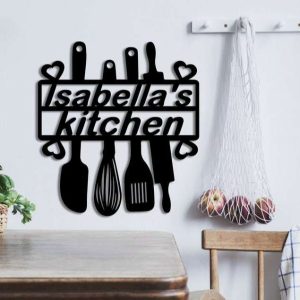 Personalized Cute Kitchen Sign Cooking with Love Custom Metal Sign 3