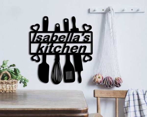 Personalized Cute Kitchen Sign Cooking with Love Custom Metal Sign