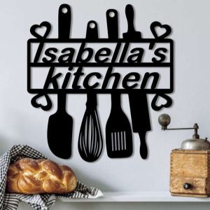 Personalized Cute Kitchen Sign Cooking with Love Custom Metal Sign