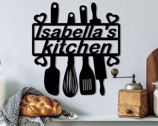 Personalized Cute Kitchen Sign Cooking with Love Custom Metal Sign