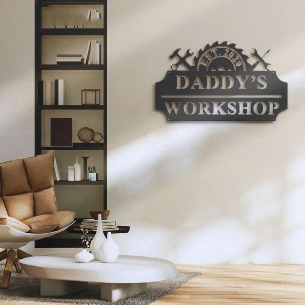 Personalized Daddy Garage Sign Workshop Custom Metal Signs Home Decor Repairman Gifts Fathers Day Gifts