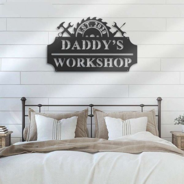 Personalized Daddy Garage Sign Workshop Custom Metal Signs Home Decor Repairman Gifts Fathers Day Gifts