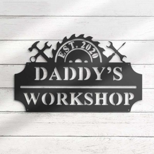 Personalized Daddy Garage Sign Workshop Custom Metal Signs Home Decor Repairman Gifts Fathers Day Gifts