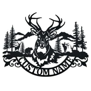 Personalized Deer Hunting Mountain Cabin Custom Metal Sign 1