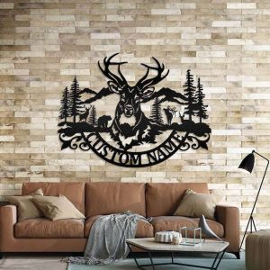 Personalized Deer Hunting Mountain Cabin Custom Metal Sign 3