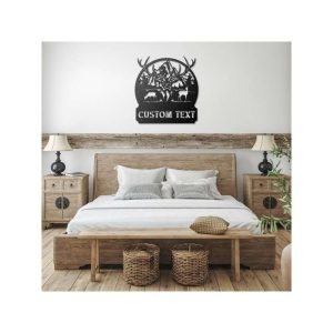 Personalized Deer Mountain Antlers Custom Metal Sign 1