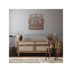 Personalized Deer Mountain Antlers Custom Metal Sign 4