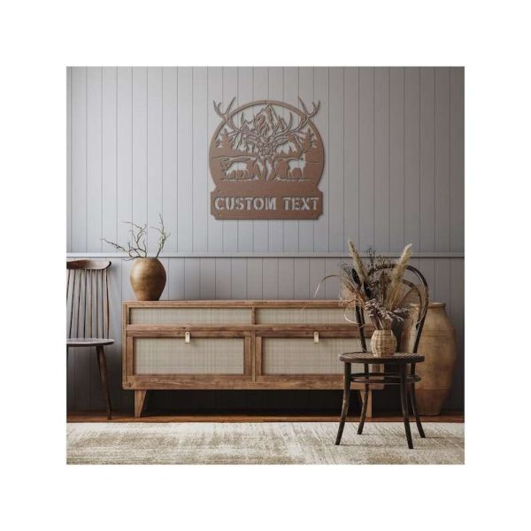 Personalized Deer Mountain Antlers Custom Metal Sign