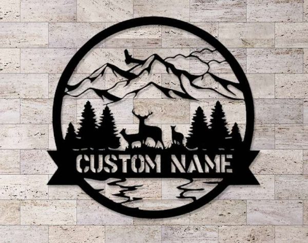 Personalized Deer Sign Moutain And Deer Custom Metal Sign Hunter Gifts Hunting Gifts For Dad Wildlife Decor