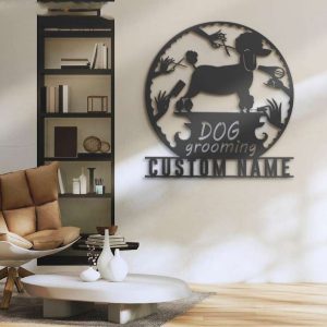 Personalized Dog Grooming Hair Salon Sign Groomer Name Sign Home Decor Pet Barber Shop Decor Gift 1