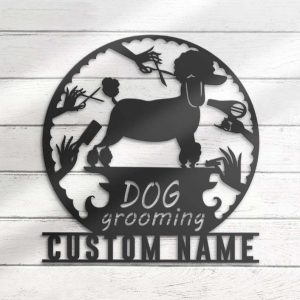 Personalized Dog Grooming Hair Salon Sign Groomer Name Sign Home Decor Pet Barber Shop Decor Gift 4