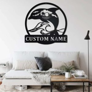 Personalized Dolphin Metal Sign Beach House Sign Dolphin Lover Room Home Office Pool Decor Housewarming Gift