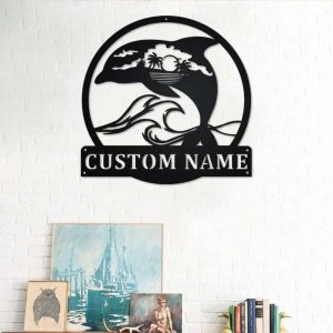 Personalized Dolphin Metal Sign Beach House Sign Dolphin Lover Room Home Office Pool Decor Housewarming Gift 3