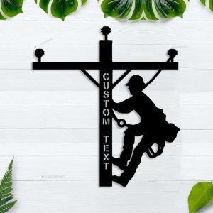 Personalized Electrical Worker Name Sign Decor Gift For Lineman Power Lineman Art Custom Metal Sign 1