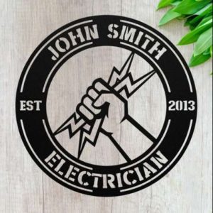 Personalized Electrician Last Name and EST Year Custom Metal Sign 1