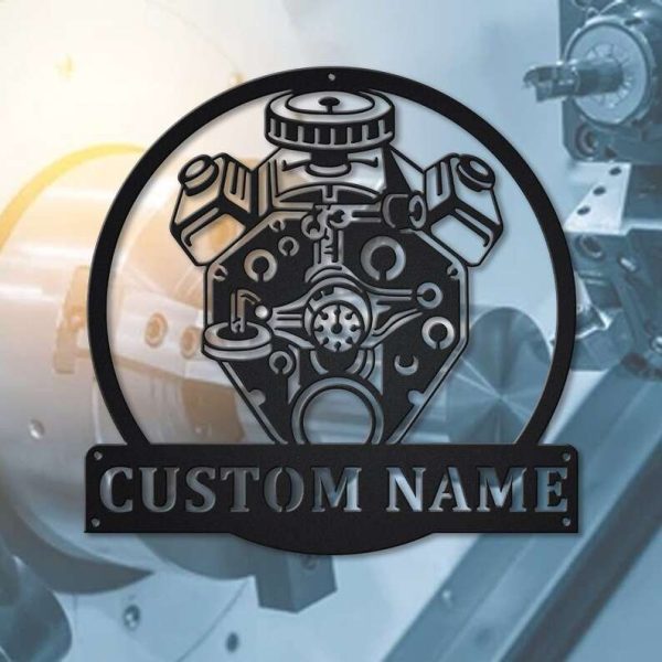 Personalized Engine Machine Metal Sign Engine Machine Decor Garage Sign Workshop Sign Home Decor