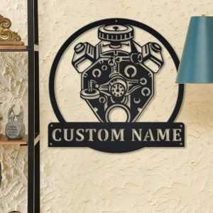 Personalized Engine Machine Metal Sign Engine Machine Decor Garage Sign Workshop Sign Home Decor 3