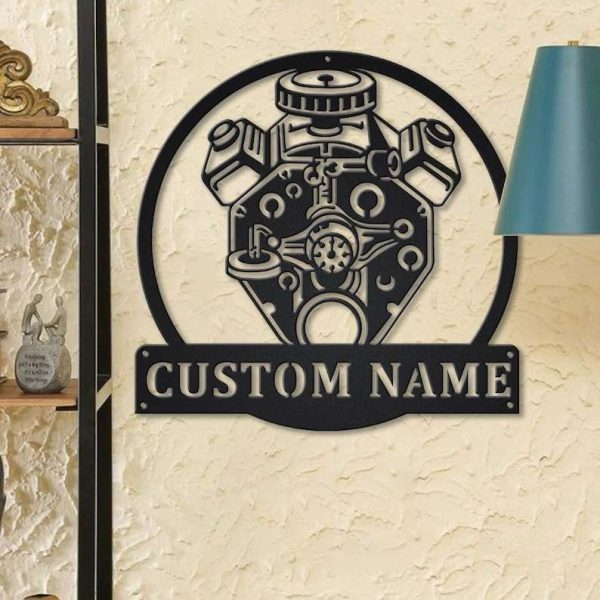 Personalized Engine Machine Metal Sign Engine Machine Decor Garage Sign Workshop Sign Home Decor