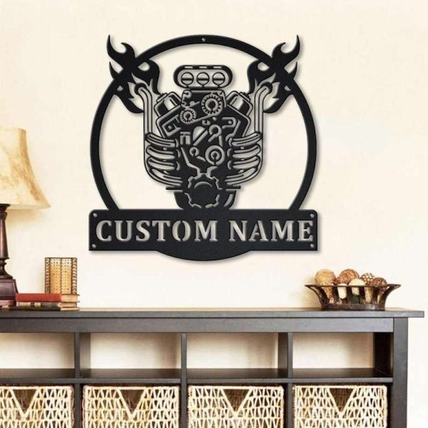 Personalized Engine Machine Name Sign Engine Machine Decoration Workshop Decor Garage Sign