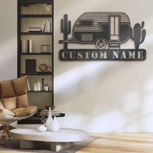 Personalized Family Camping Car Metal Sign Happy Camper Van Name Sign Home Decor Cabin Vehicles Hippie Van Decoration Camping Gifts 1