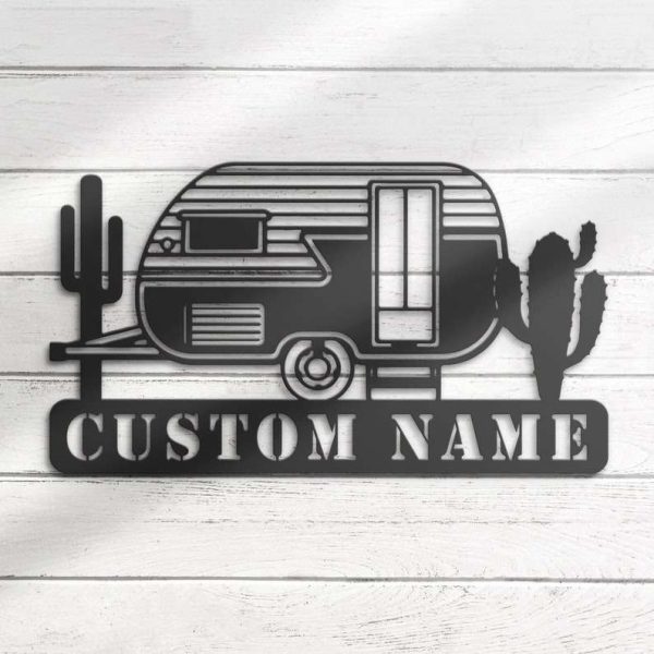 Personalized Family Camping Car Metal Sign  Happy Camper Van Name Sign Home Decor Cabin Vehicles Hippie Van Decoration Camping Gifts