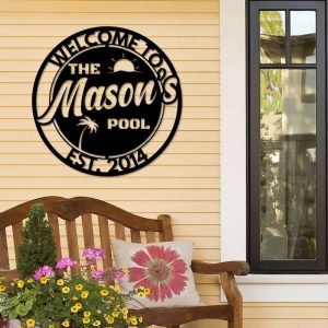 Personalized Family Name Welcome Pool Sign Patio Decoration Pool Bar Decor Housewarming Gift 2