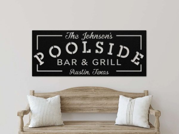 Personalized Family Pool Sign Bar And Grill Sign Swimming Pool Decor Tiki Bar Pool Oasis Sign Sign For Pool, Patio Decor Dad Gift Father’s Day Gift