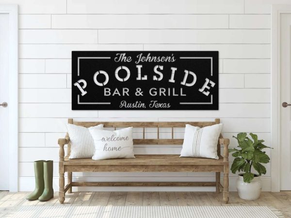 Personalized Family Pool Sign Bar And Grill Sign Swimming Pool Decor Tiki Bar Pool Oasis Sign Sign For Pool, Patio Decor Dad Gift Father’s Day Gift