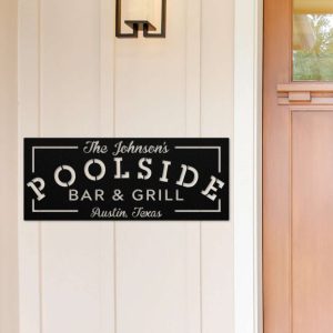 Personalized Family Pool Sign Bar And Grill Sign Swimming Pool Decor Tiki Bar Pool Oasis Sign Sign For Pool, Patio Decor Dad Gift Father’s Day Gift