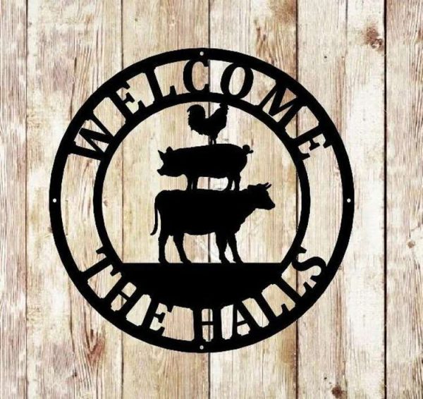 Personalized Farmhouse Sign Farm Animals Sign Farmhouse Decor Chicken Pig Cow Farm Sign Barn Sign Farmer Gifts