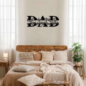 Personalized Fathers Day Metal Sign With Kids Name Home Decor Birthday Gifts For Father 9