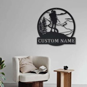 Personalized Female Hiker Camping Hiking Custom Metal Sign 2