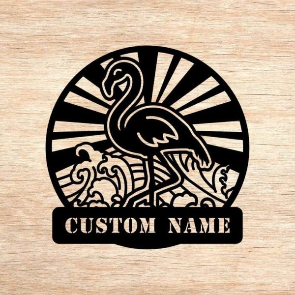 Personalized Flamingo Sign Wave Bird Decor Flamingo Lover Gifts Beach House Home Decor Housewarming Gift Mom Gifts