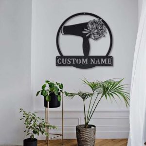 Personalized Floral Hairdresser Sign Hairstylist Studio Sign Hairdresser Tools Sign Barber Shop Decor 3