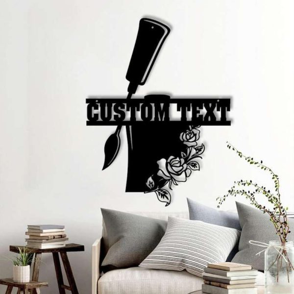 Personalized Floral Nail Polish Metal Wall Art Nail Salon Decoration Custom Metal Sign