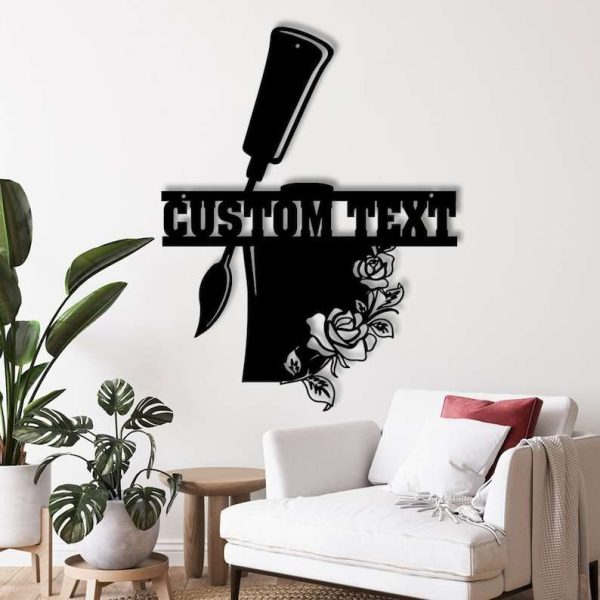 Personalized Floral Nail Polish Metal Wall Art Nail Salon Decoration Custom Metal Sign