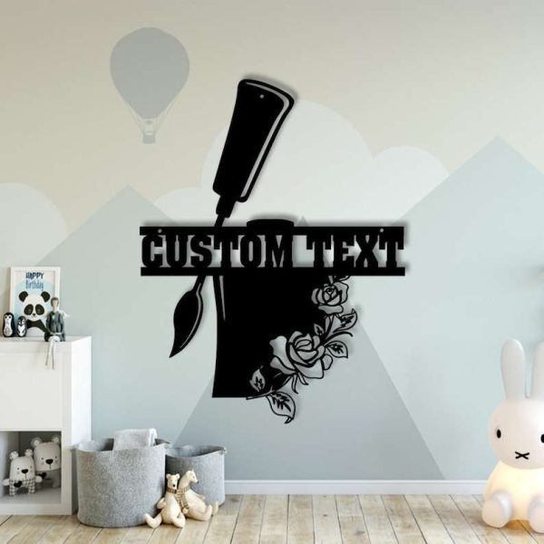 Personalized Floral Nail Polish Metal Wall Art Nail Salon Decoration Custom Metal Sign