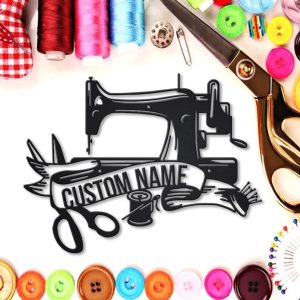 Personalized Floral Sewing Sign Sewing Machine Custom Metal Sign Quilting Sign Sewer Gifts 1