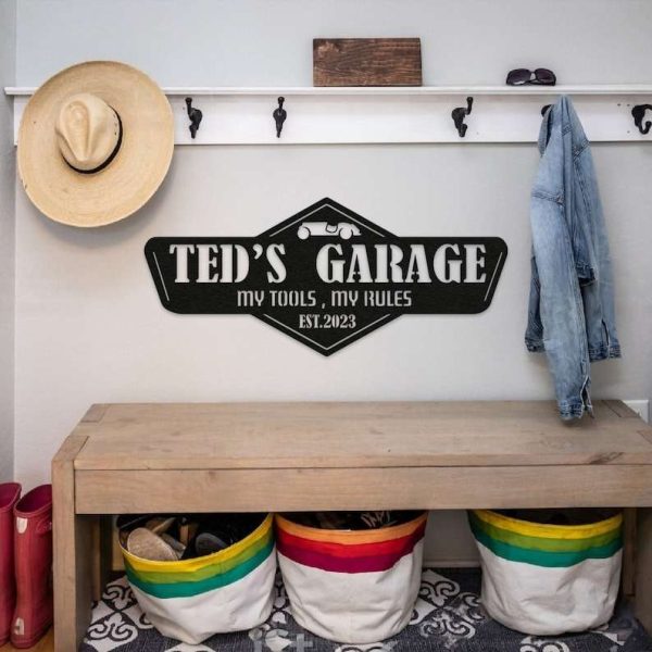 Personalized Garage Metal Sign My Tools My Rules Quote Sign Housewarming Gifts Home Man Cave Decor Personalized Gifts