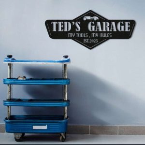 Personalized Garage Metal Sign My Tools My Rules Quote Sign Housewarming Gifts Home Man Cave Decor Personalized Gifts