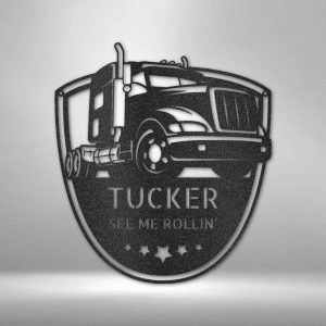 Personalized Garage Sign Garage Tool Custom Metal Sign Truck Driver Name Sign Gifts For Trucker