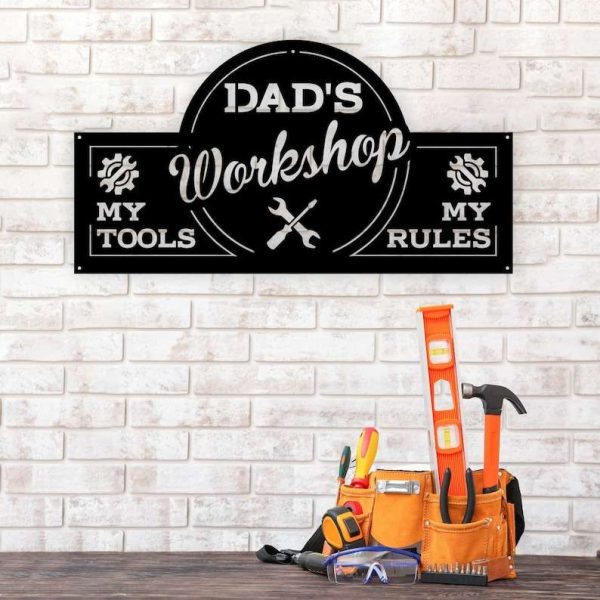 Personalized Garage Sign My Tools My Rules Custom Metal Signs Workshop Sign Dads Gifts