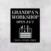 Personalized Grandpas Workshop Sign Open 247 Garage Custom Metal Signs Gifts For Dad Papa Grandpa 1
