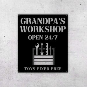 Personalized Grandpas Workshop Sign Open 247 Garage Custom Metal Signs Gifts For Dad Papa Grandpa 1