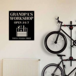 Personalized Grandpas Workshop Sign Open 247 Garage Custom Metal Signs Gifts For Dad Papa Grandpa 3